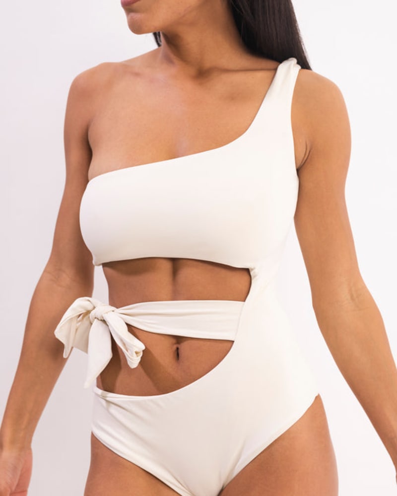 Front of a model wearing a size 0X Sophia in Ivory in Ivory by BOLD Swim. | dia_product_style_image_id:271333